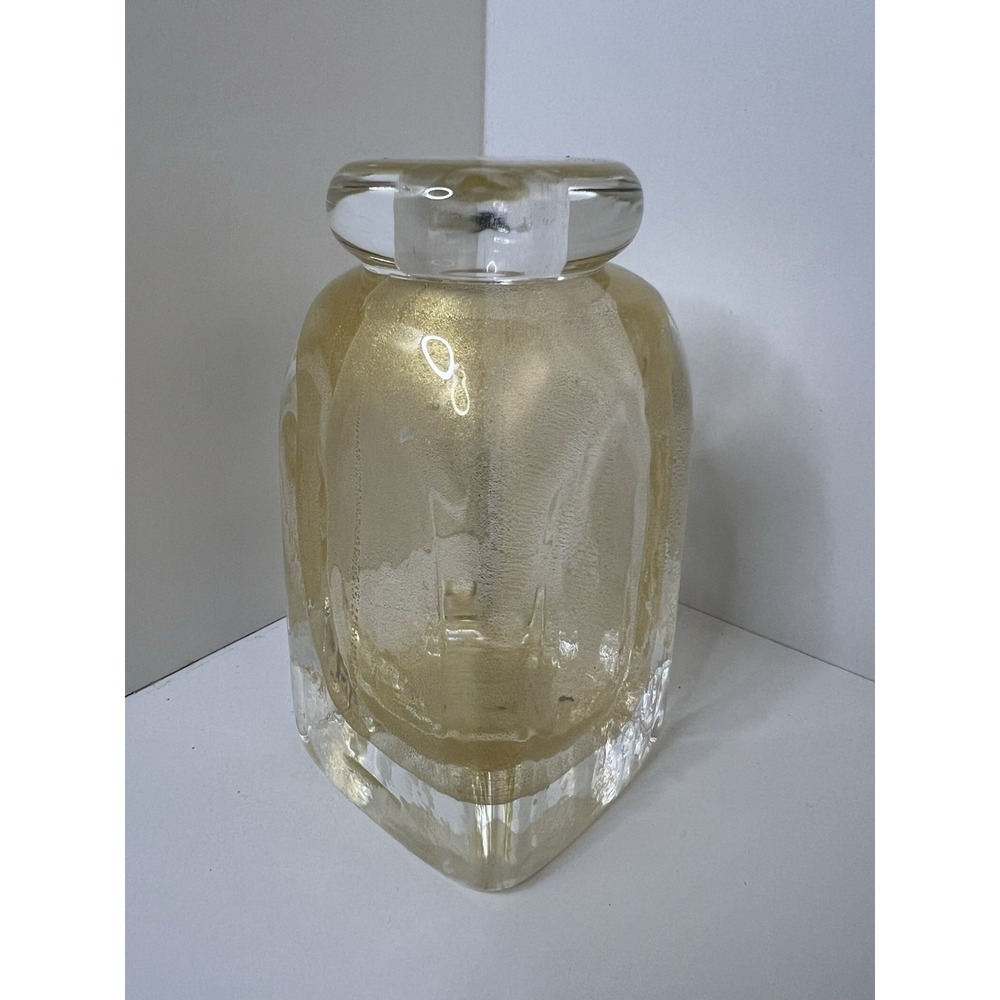 Vtg Murano Glass Bottle Gold Art Glass Mid-Century Modern Italy